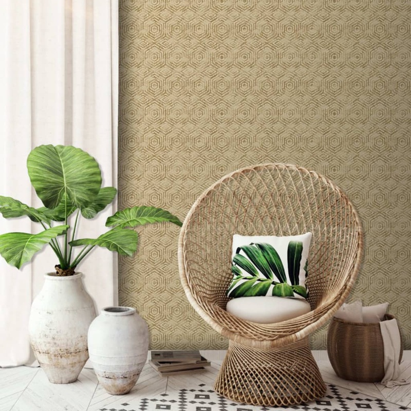DUTCH WALLCOVERINGS Wallpaper Geometric Beige
