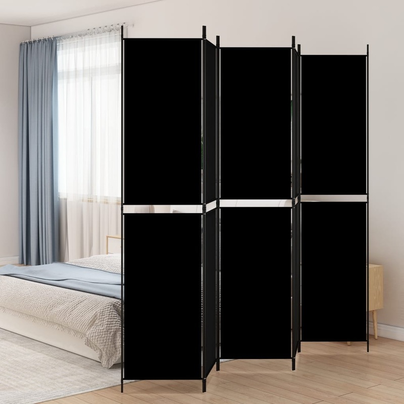 Berkfield 5-Panel Room Divider Black 250×220 cm Fabric