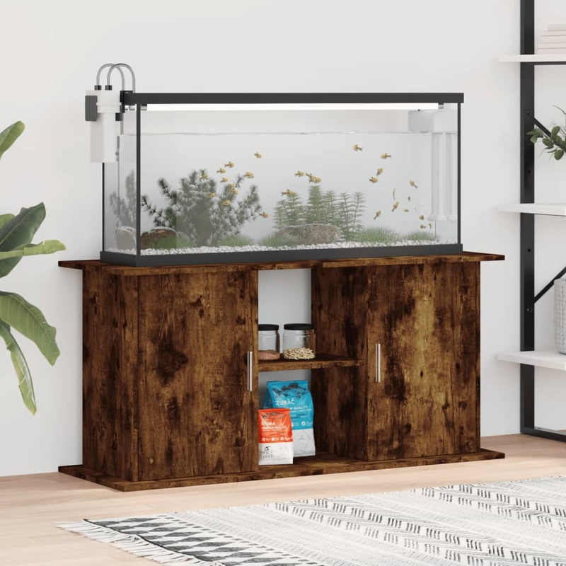 Berkfield Aquarium Stand Smoked Oak 121x41x58 cm Engineered Wood