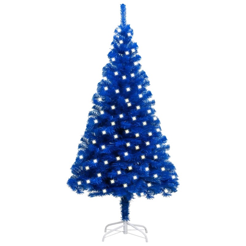 Berkfield Artificial Christmas Tree with LEDs&Stand Blue 120 cm PVC
