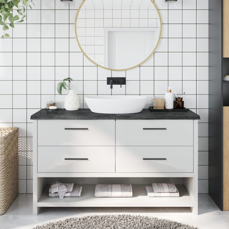 Berkfield Bathroom Countertop Dark Grey 140x30x4 cm Treated Solid Wood