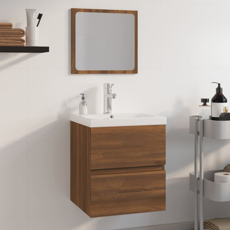 Berkfield Bathroom Furniture Set Brown Oak Engineered Wood