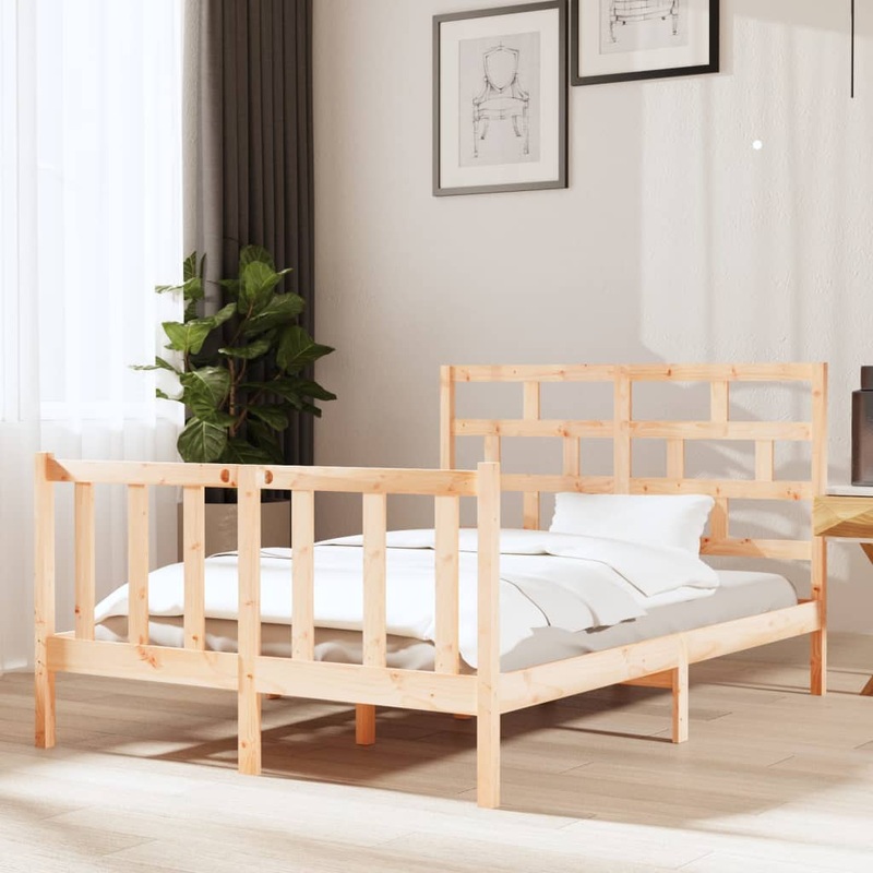 Berkfield Bed Frame Solid Wood Pine 135×190 cm Double