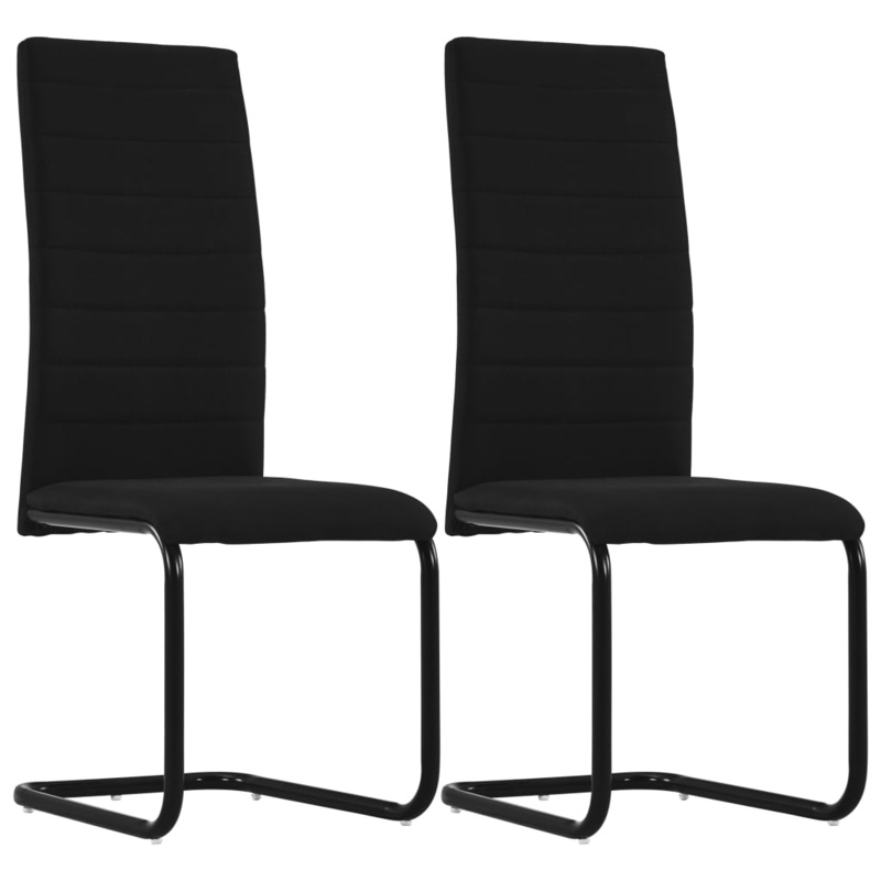 Berkfield Cantilever Dining Chairs 2 pcs Black Fabric