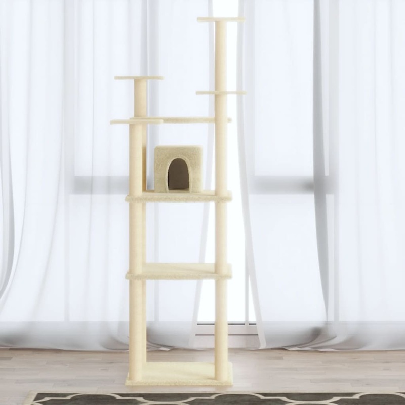 Berkfield Cat Tree with Sisal Scratching Posts Cream 171 cm