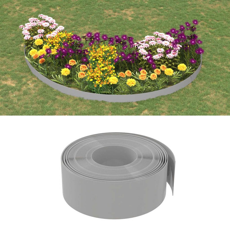 Berkfield Garden Edgings 5 pcs Grey 10 m 20 cm Polyethylene