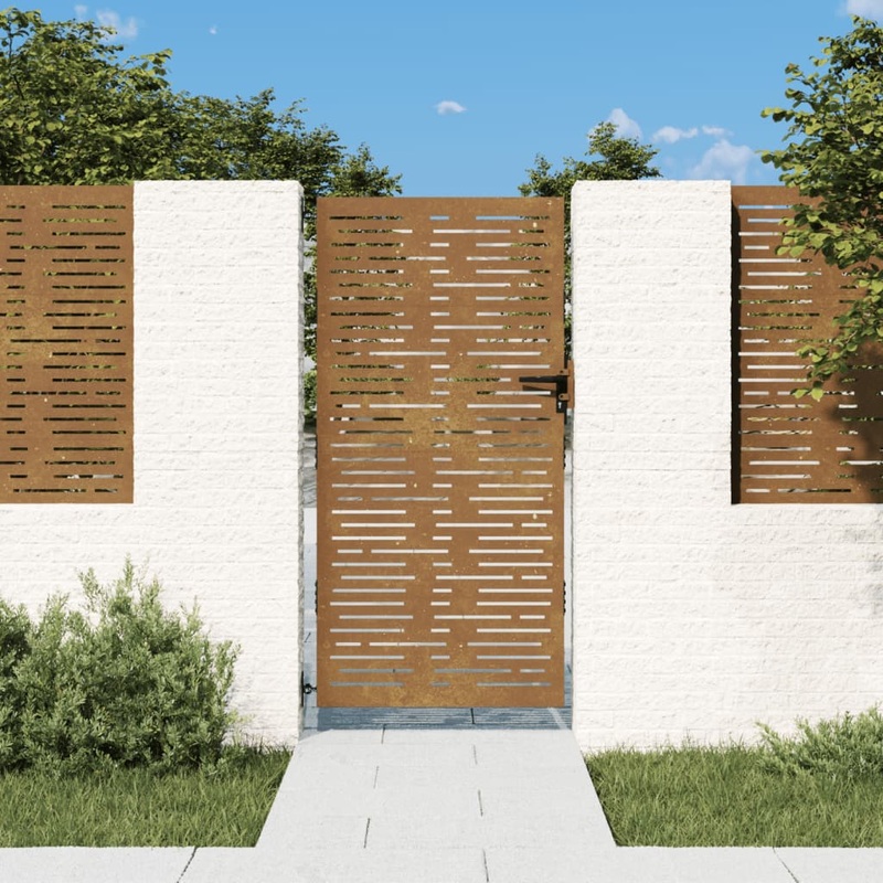 Berkfield Garden Gate 85×175 cm Corten Steel Square Design