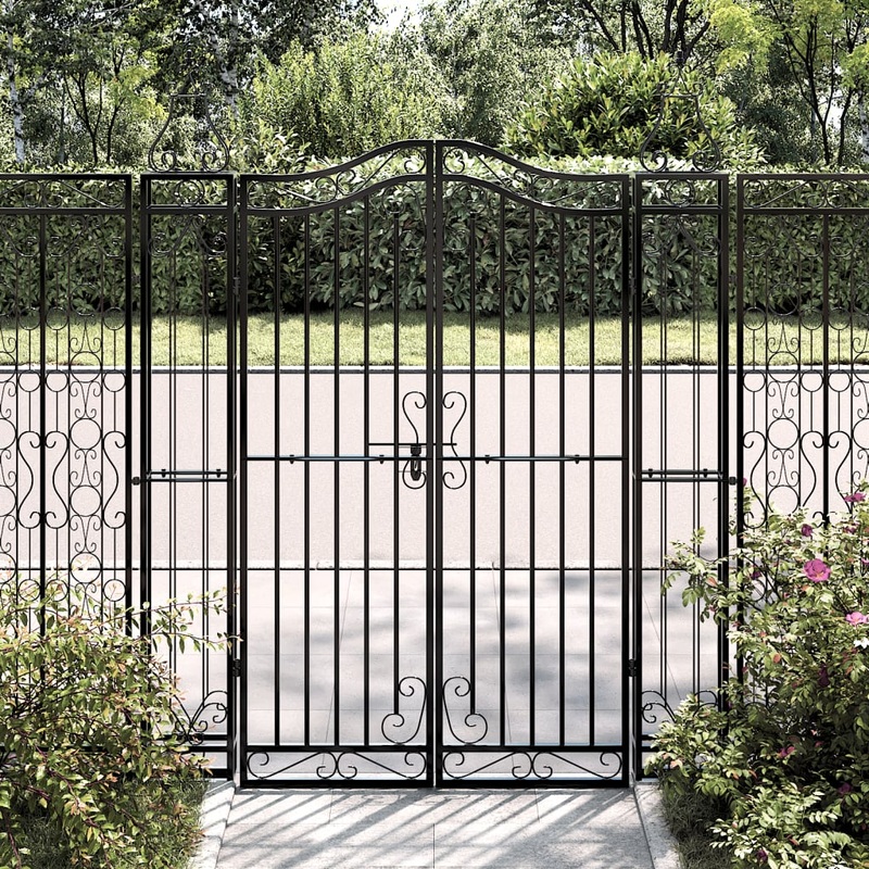 Berkfield Garden Gate Black 121x8x150 cm Wrought Iron