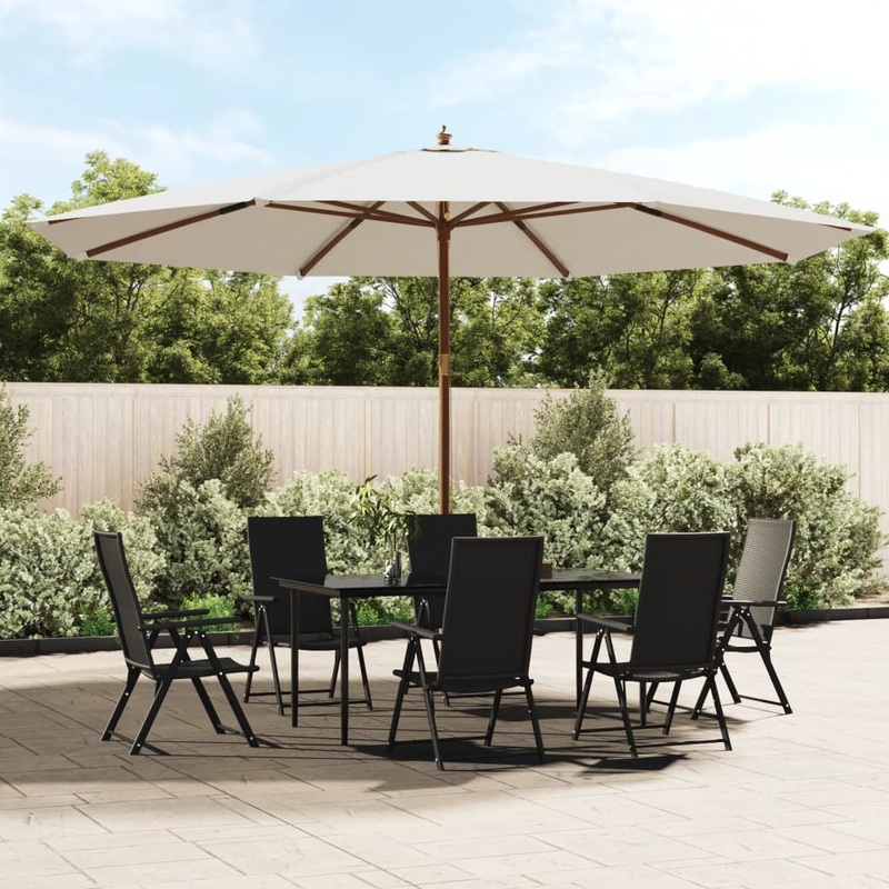 Berkfield Garden Parasol with Wooden Pole Sand 400×273 cm