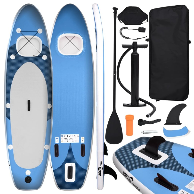 Berkfield Inflatable Stand Up Paddle Board Set Sea Blue 300x76x10 cm