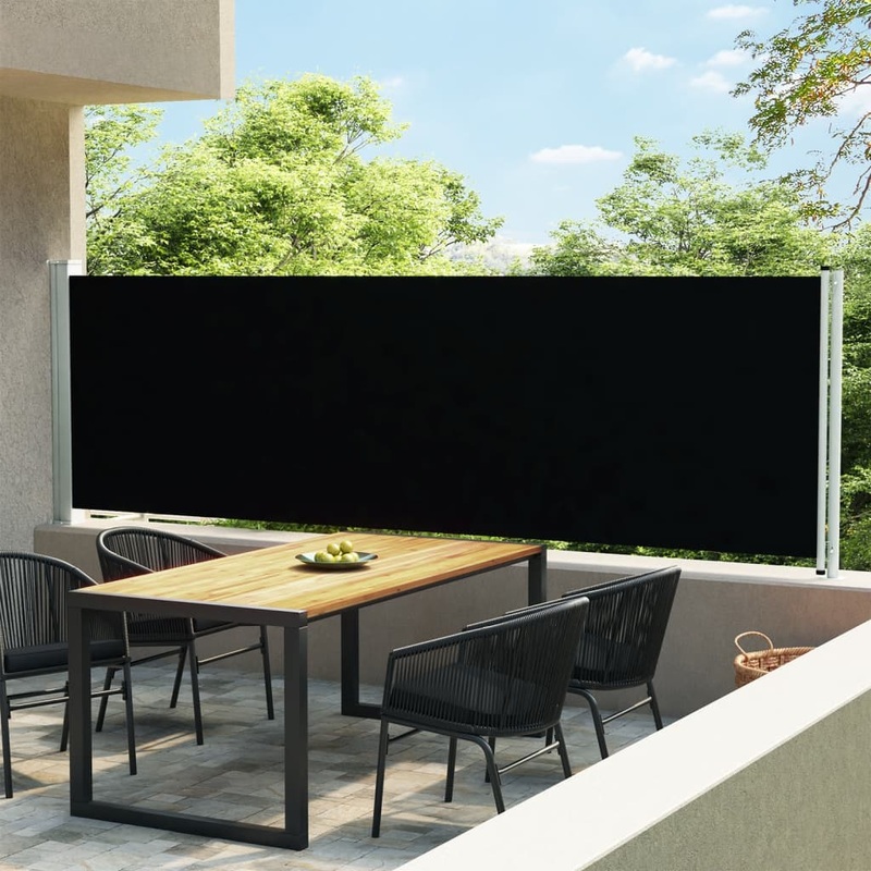 Berkfield Patio Retractable Side Awning 140×600 cm Black