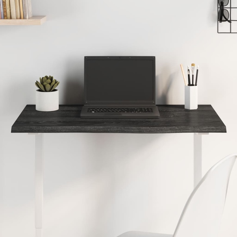 Berkfield Table Top Dark Grey 80x40x2 cm Treated Solid Wood Oak
