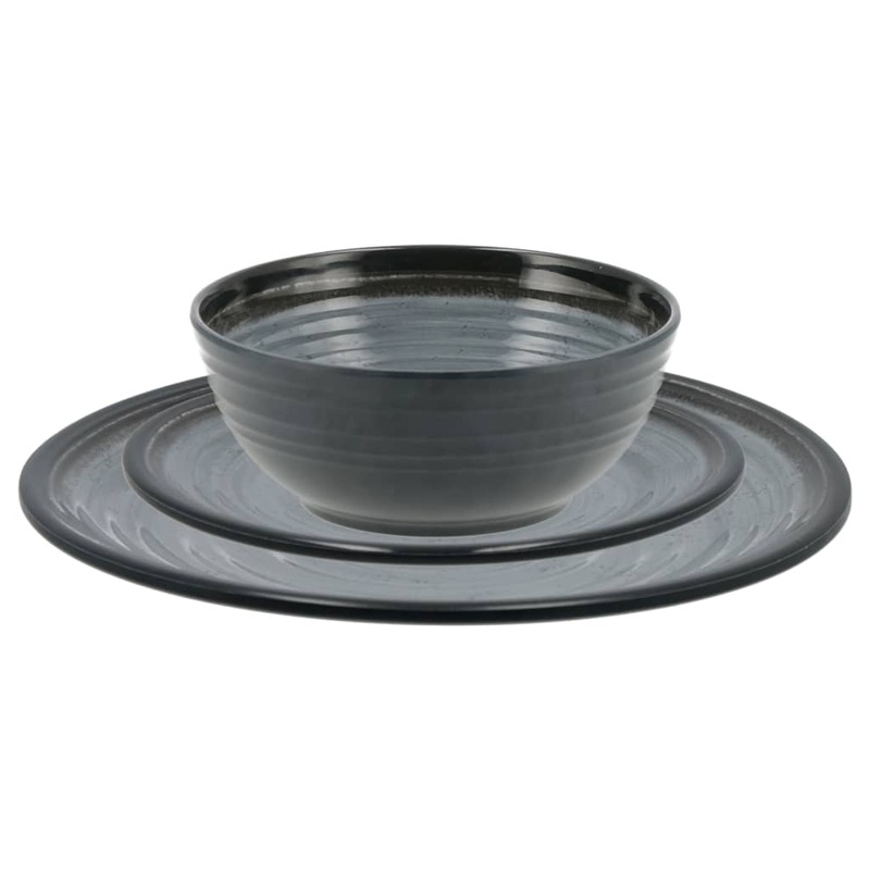 Travellife 12 Piece Luxury Dinnerware Set Jvea Dark Grey
