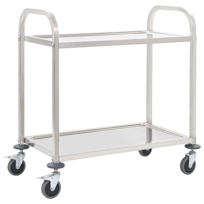 Berkfield 2-Tier Kitchen Trolley 95x45x83.5 cm Stainless Steel