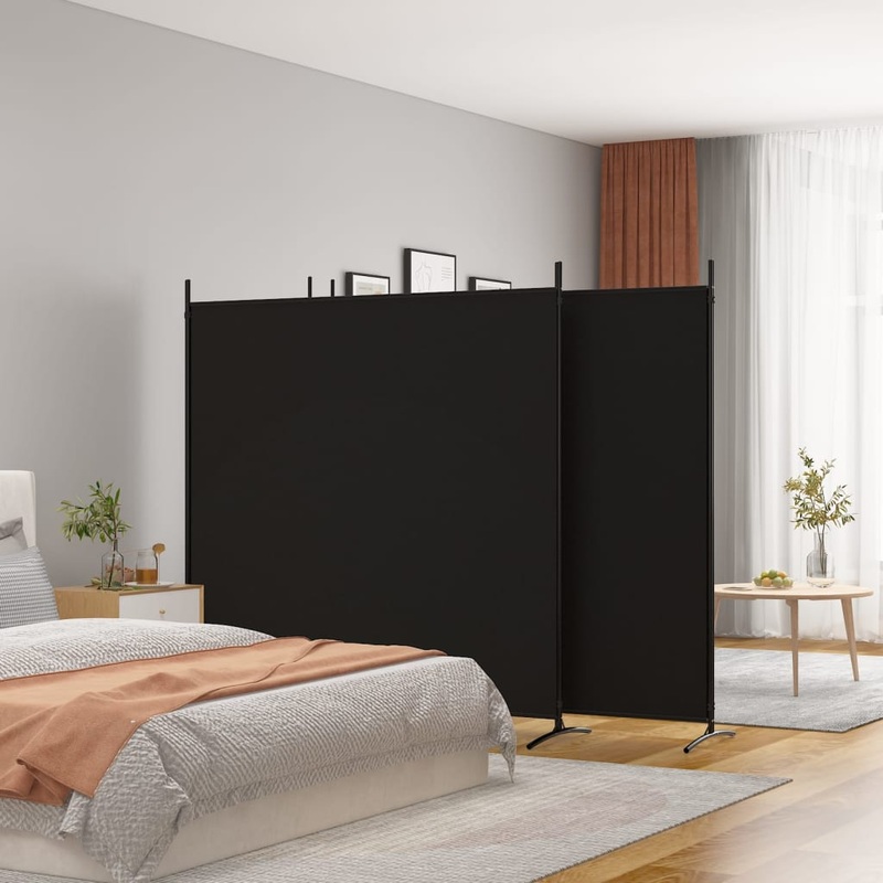 Berkfield 4-Panel Room Divider Black 698×180 cm Fabric
