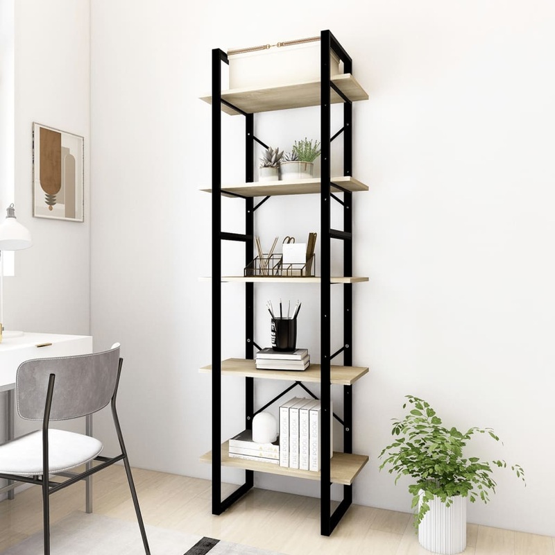 Berkfield 5-Tier Book Cabinet Sonoma Oak 60x30x175 cm Engineered Wood