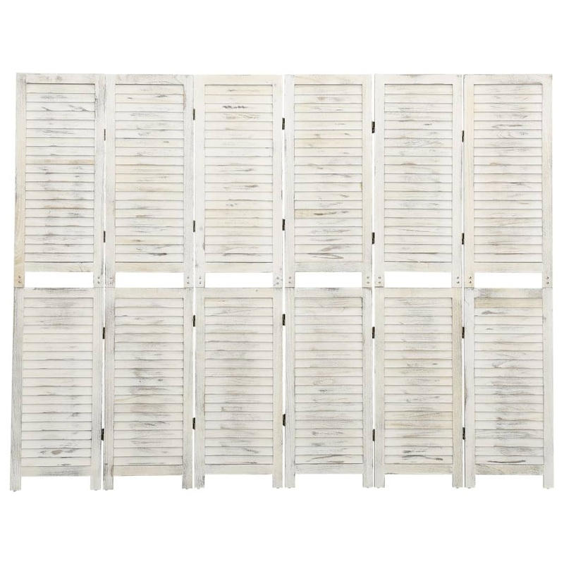 Berkfield 6-Panel Room Divider Antique White 215×166 cm Solid Wood