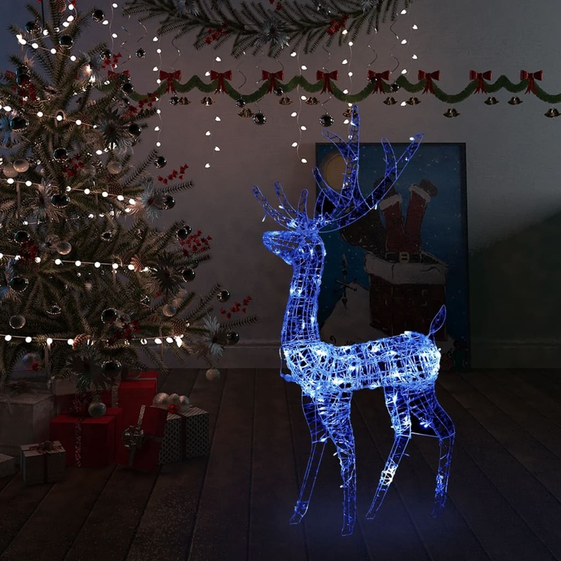 Berkfield Acrylic Reindeer Christmas Decoration 140 LEDs 120cm Blue