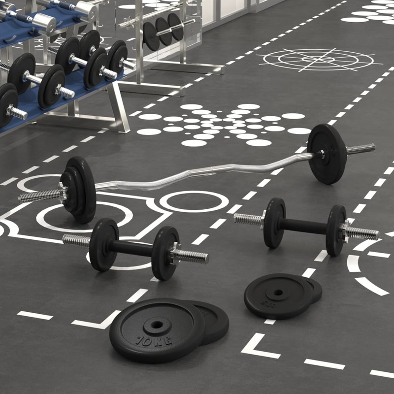 Berkfield Barbell and Dumbbell with Plates 60 kg Cast Iron