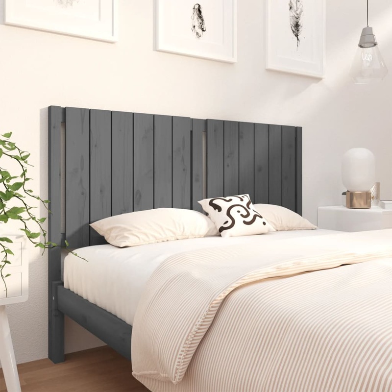 Berkfield Bed Headboard Grey 140.5x4x100 cm Solid Wood Pine