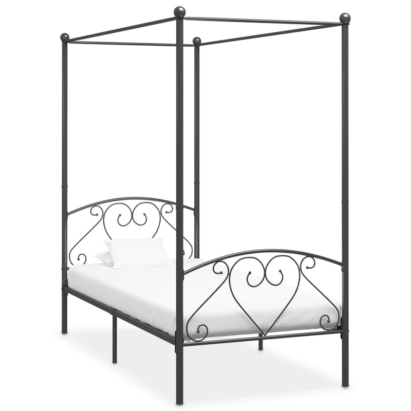 Berkfield Canopy Bed Frame Grey Metal 100×200 cm