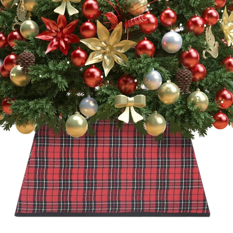 Berkfield Christmas Tree Skirt Red and Black 48x48x25 cm