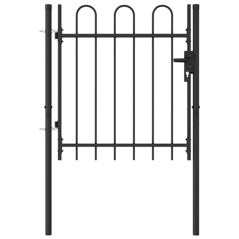 Berkfield Fence Gate Single Door with Arched Top Steel 1×1 m Black