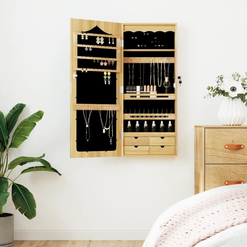 Berkfield Mirror Jewellery Cabinet Wall Mounted 37.5x10x90 cm