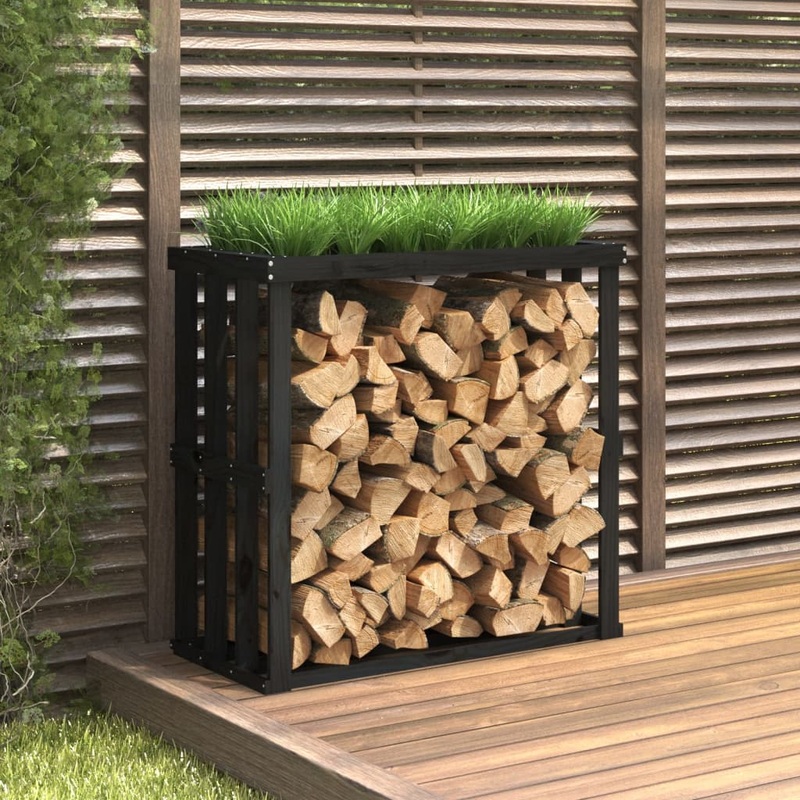 Berkfield Outdoor Log Holder Black 108x52x106 cm Solid Wood Pine