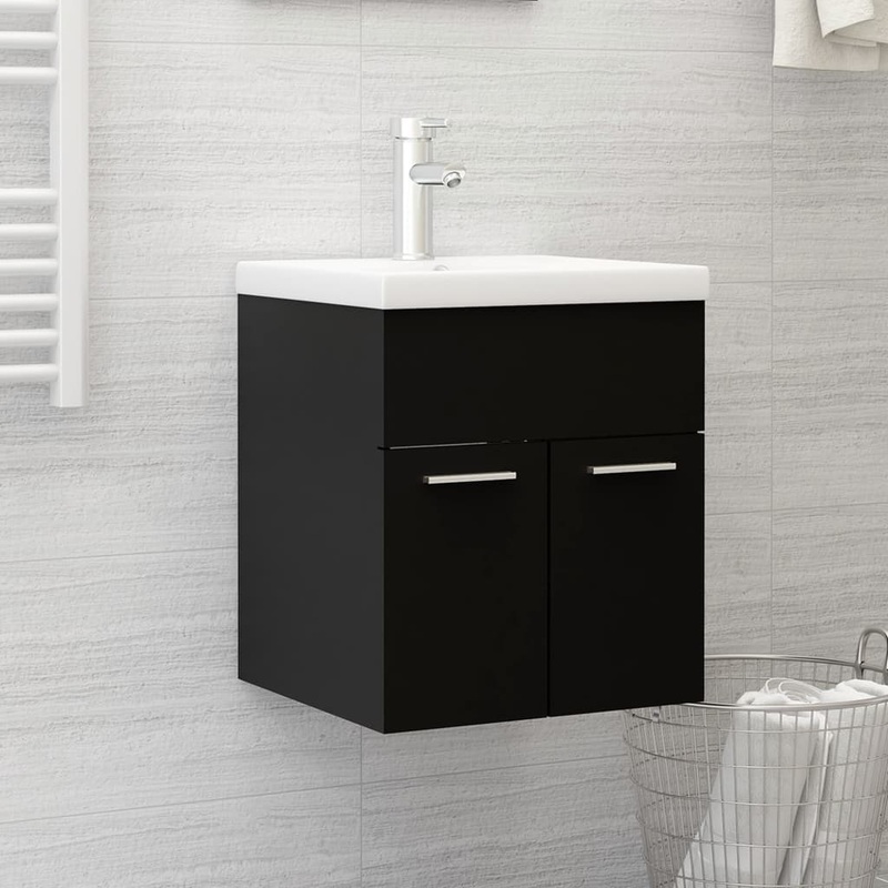 Berkfield Sink Cabinet Black 41×38.5×46 cm Engineered Wood