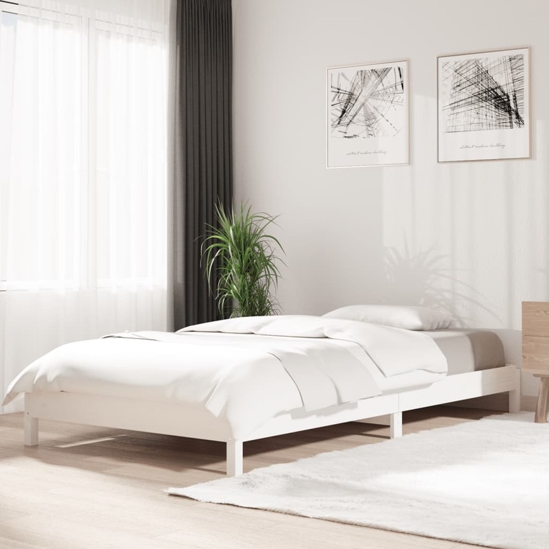 Berkfield Stack Bed White 90×190 cm Solid Wood Pine