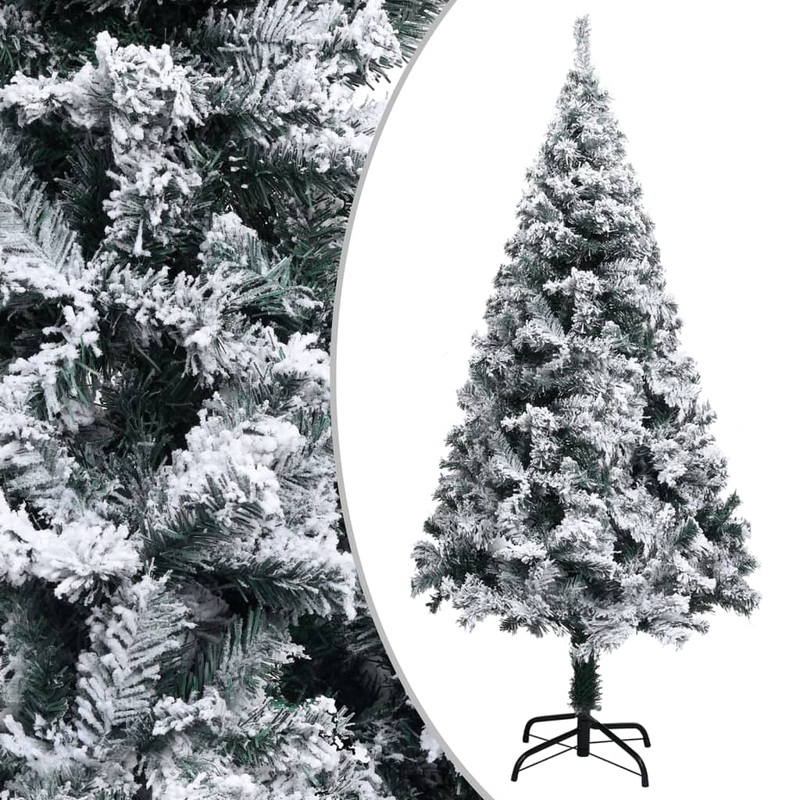 Berkfield Artificial Christmas Tree with Flocked Snow Green 120 cm PVC