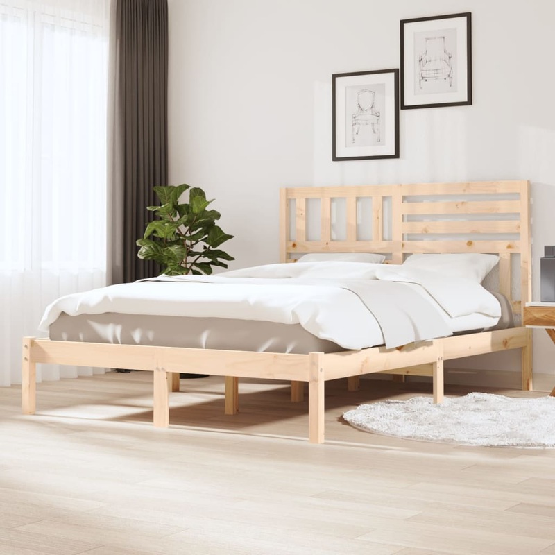 Berkfield Bed Frame 135×190 cm Double Solid Wood Pine