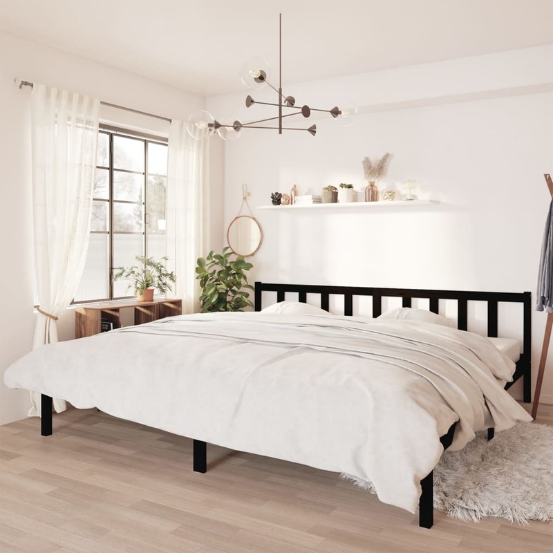 Berkfield Bed Frame Black Solid Pinewood 200×200 cm