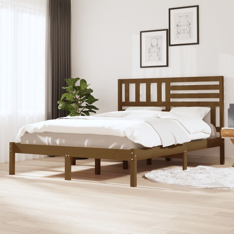 Berkfield Bed Frame Honey Brown 150×200 cm King Size Solid Wood Pine