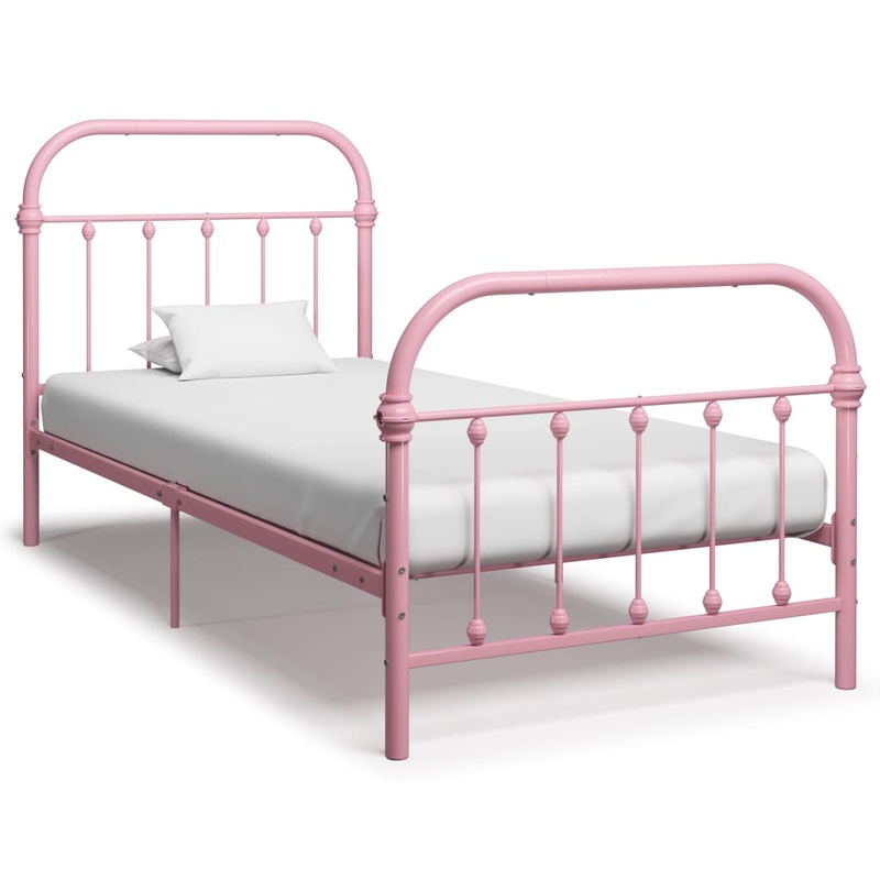 Berkfield Bed Frame Pink Metal 90×200 cm