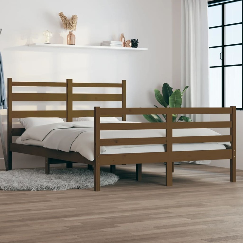 Berkfield Bed Frame Solid Wood Pine 120×200 cm Honey Brown