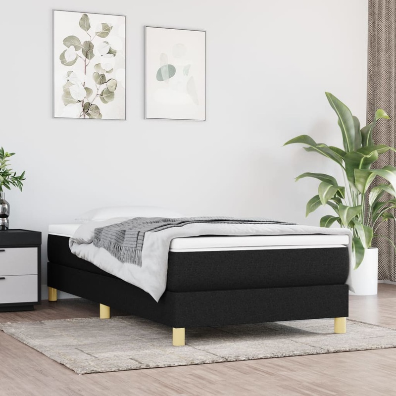 Berkfield Box Spring Bed Frame Black 90×190 cm 3FT Single Fabric