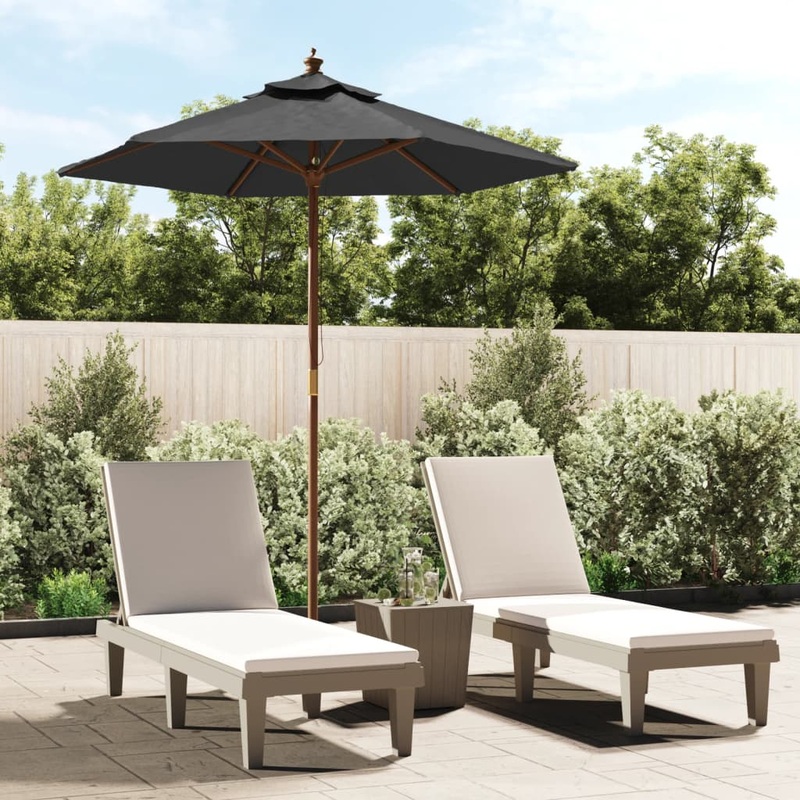 Berkfield Garden Parasol with Wooden Pole Anthracite 196×231 cm