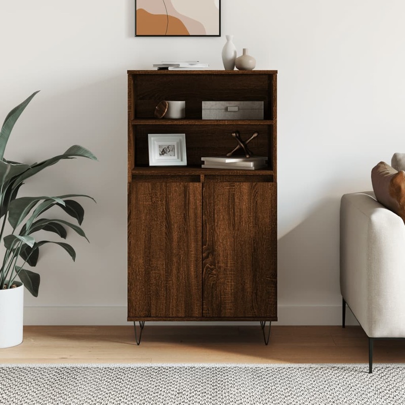 Berkfield Highboard Brown Oak 60x36x110 cm Engineered Wood
