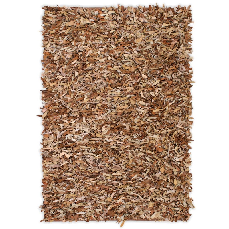 Berkfield Shaggy Rug Genuine Leather 160×230 cm Tan