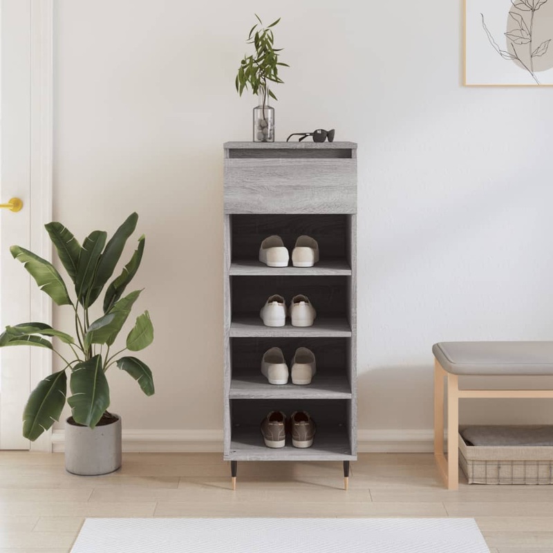 Berkfield Shoe Cabinet Grey Sonoma 40x36x105 cm Engineered Wood