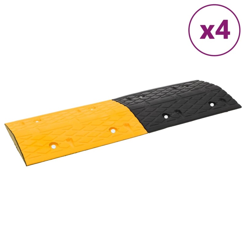 Berkfield Speed Hump 4 pcs Yellow&Black 97×32.5×4 cm Rubber