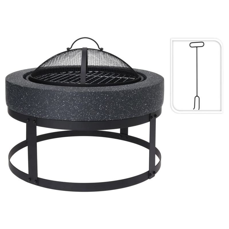 ProGarden Fire Bowl with Grill Round 50.5×50.5×37 cm Black