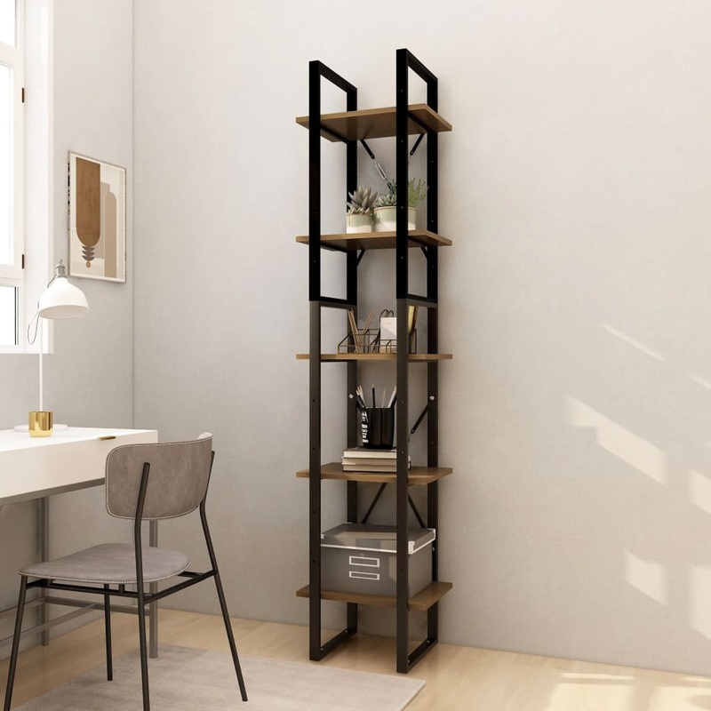 Berkfield 5-Tier Book Cabinet Brown 40x30x175 cm Pinewood