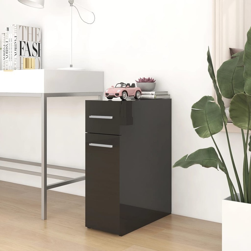Berkfield Apothecary Cabinet High Gloss Black 20×45.5×60 cm Engineered Wood