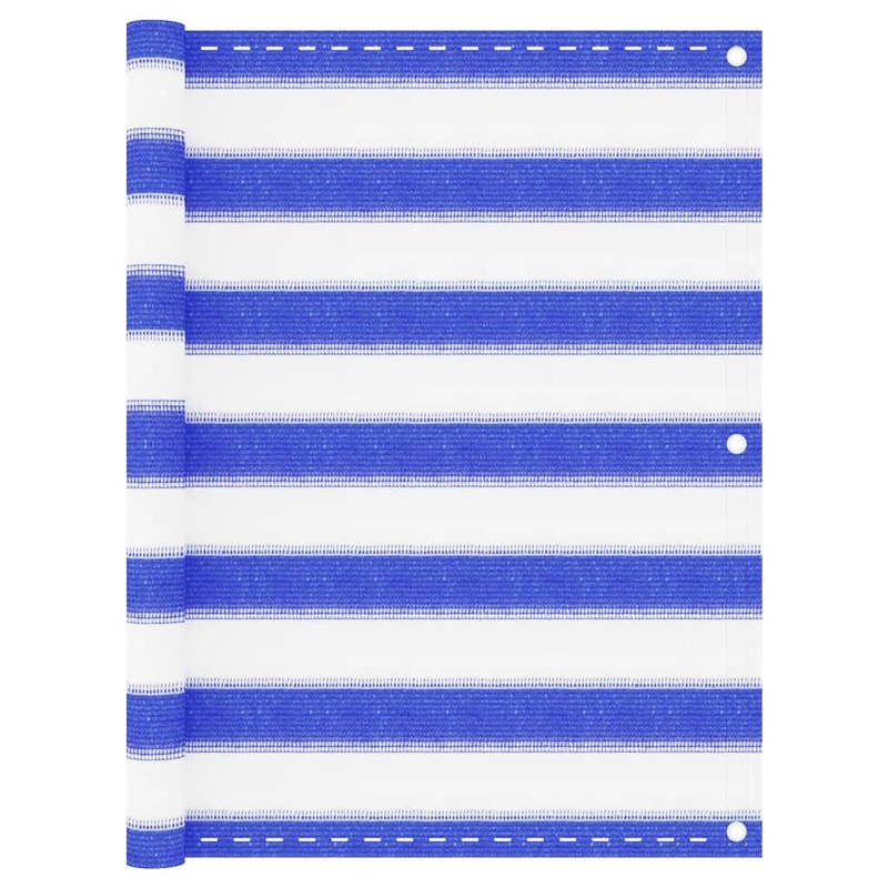 Berkfield Balcony Screen Blue and White 75×500 cm HDPE