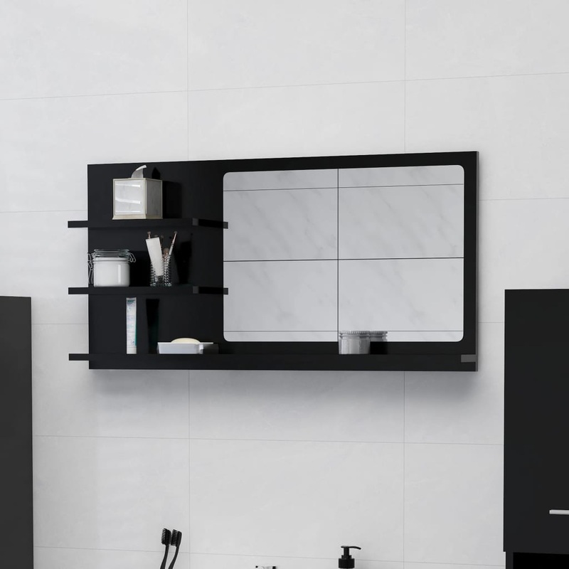Berkfield Bathroom Mirror Black 90×10.5×45 cm Engineered Wood
