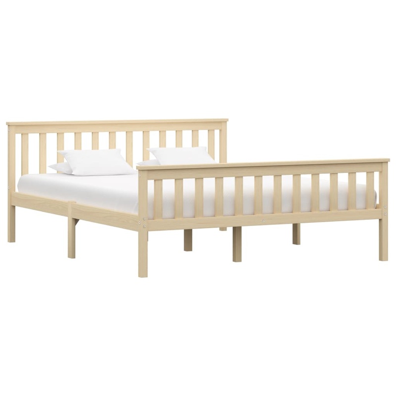 Berkfield Bed Frame Light Wood Solid Pinewood 180×200 cm 6FT Super King
