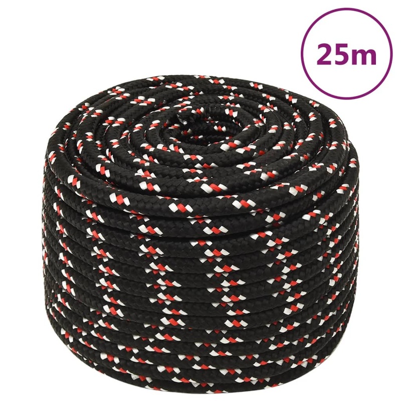 Berkfield Boat Rope Black 14 mm 25 m Polypropylene